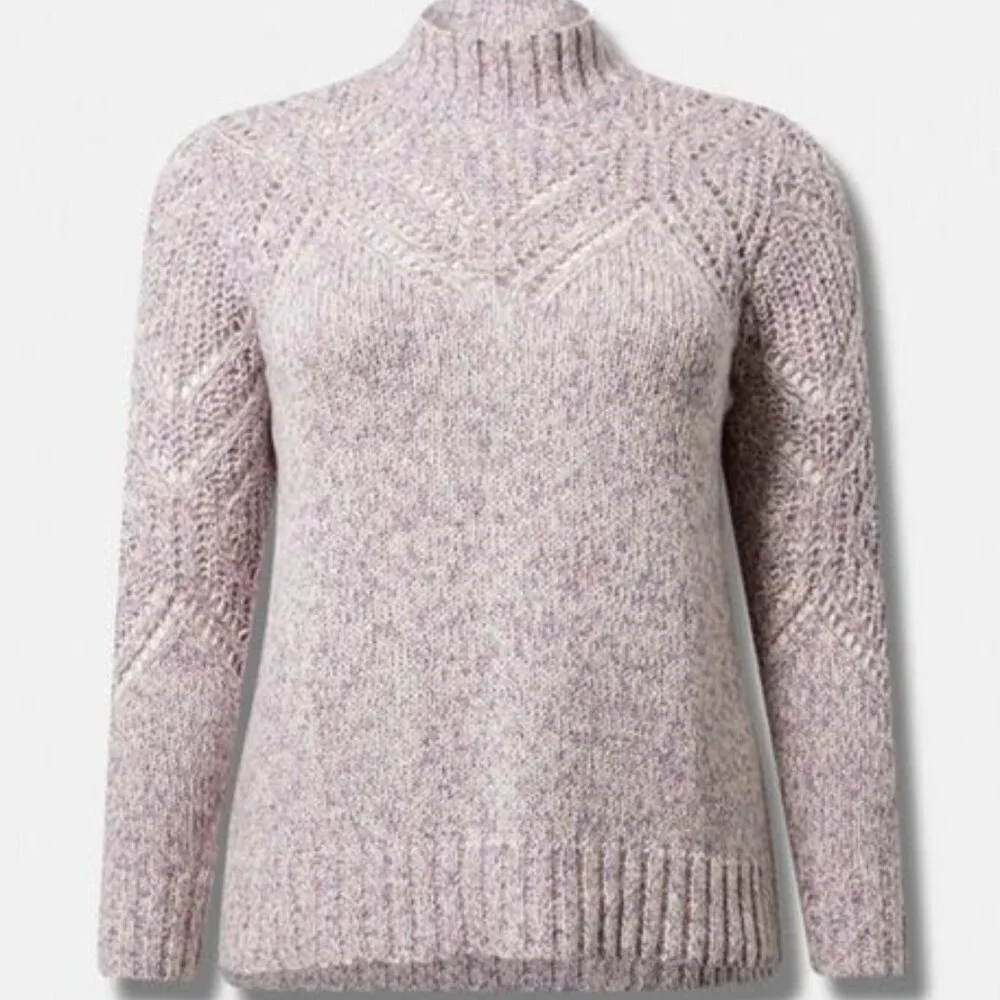 Torrid - Pullover Turtleneck Pointelle Sweater in Lavender - Picture 13 of 13